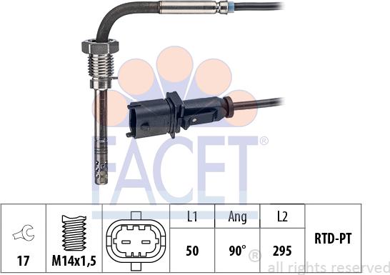 FACET 22.0160 - Датчик, температура вихлопних газів avtolavka.club