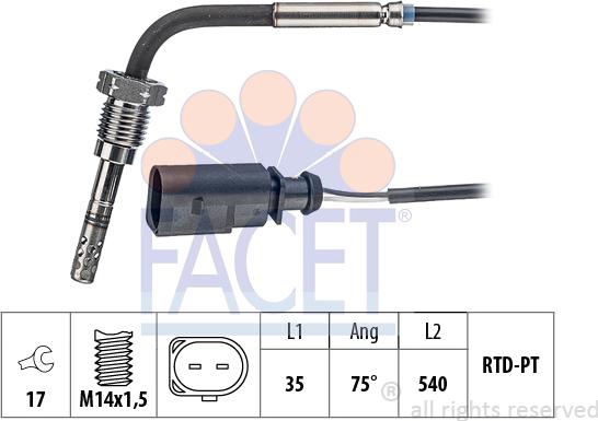 FACET 22.0162 - Датчик, температура вихлопних газів avtolavka.club