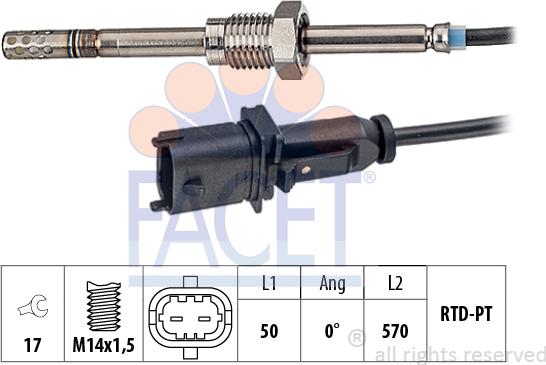 FACET 22.0134 - Датчик, температура вихлопних газів avtolavka.club