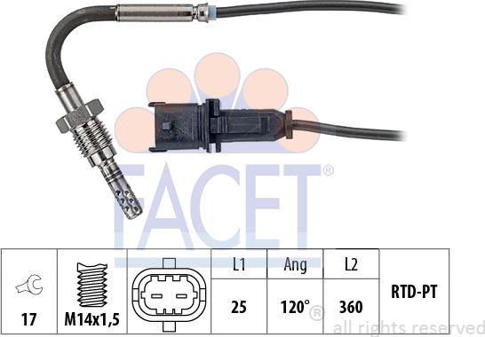 FACET 22.0136 - Датчик, температура вихлопних газів avtolavka.club