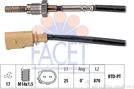 FACET 22.0172 - Датчик, температура вихлопних газів avtolavka.club