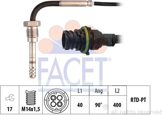 FACET 22.0361 - Датчик, температура вихлопних газів avtolavka.club