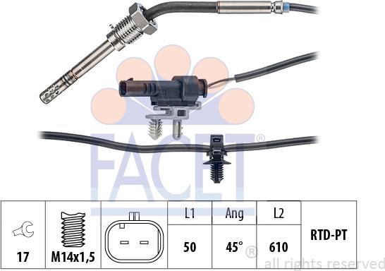 FACET 22.0363 - Датчик, температура вихлопних газів avtolavka.club