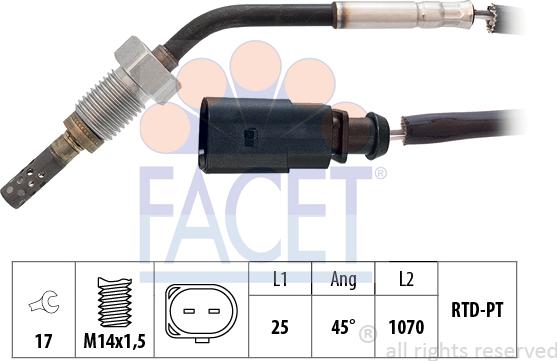 FACET 22.0315 - Датчик, температура вихлопних газів avtolavka.club