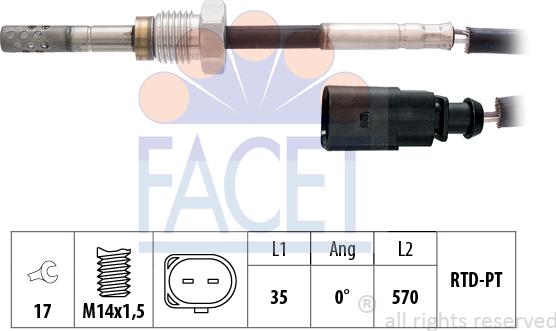 FACET 22.0318 - Датчик, температура вихлопних газів avtolavka.club