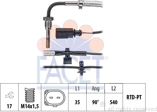 FACET 22.0320 - Датчик, температура вихлопних газів avtolavka.club