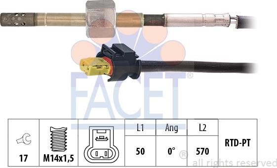 FACET 22.0299 - Датчик, температура вихлопних газів avtolavka.club