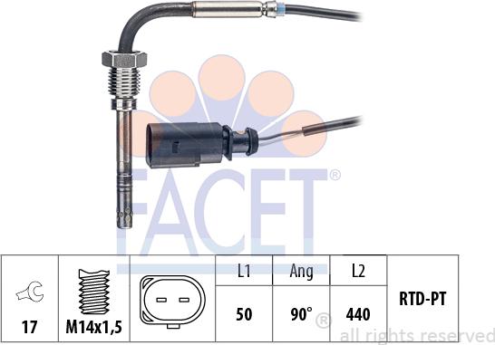 FACET 22.0296 - Датчик, температура вихлопних газів avtolavka.club