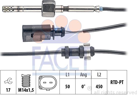 FACET 22.0245 - Датчик, температура вихлопних газів avtolavka.club