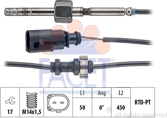 FACET 22.0246 - Датчик, температура вихлопних газів avtolavka.club