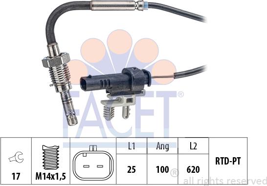 FACET 22.0255 - Датчик, температура вихлопних газів avtolavka.club