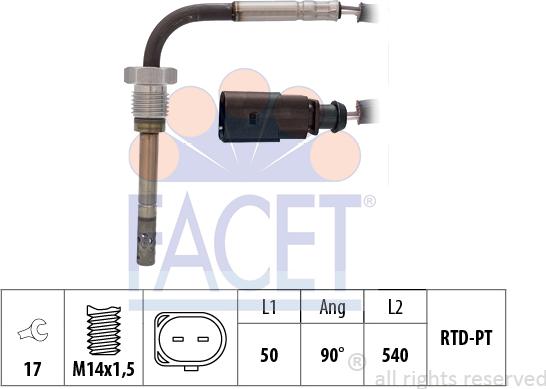 FACET 22.0288 - Датчик, температура вихлопних газів avtolavka.club