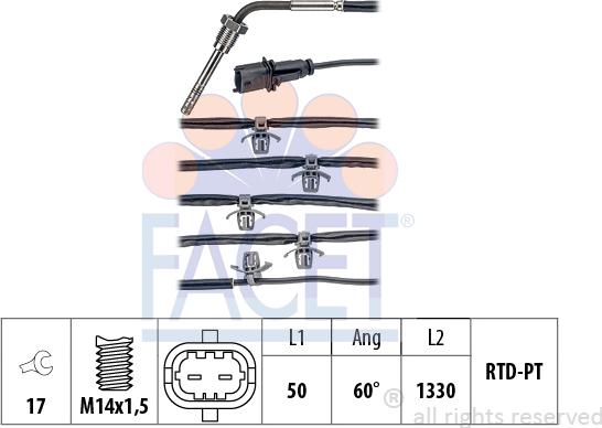 FACET 22.0234 - Датчик, температура вихлопних газів avtolavka.club