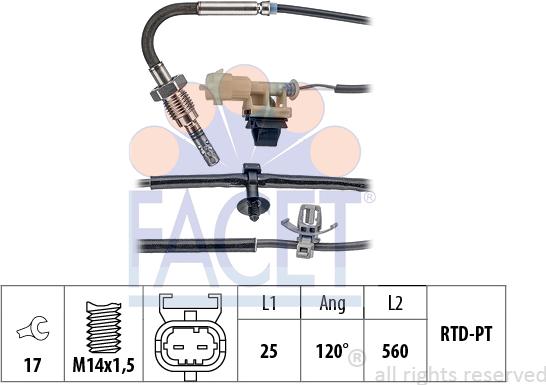 FACET 22.0222 - Датчик, температура вихлопних газів avtolavka.club