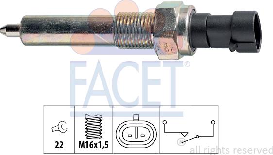 FACET 7.6143 - Датчик, контактний перемикач, фара заднього ходу avtolavka.club