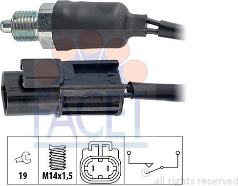 FACET 7.6116 - Датчик, контактний перемикач, фара заднього ходу avtolavka.club