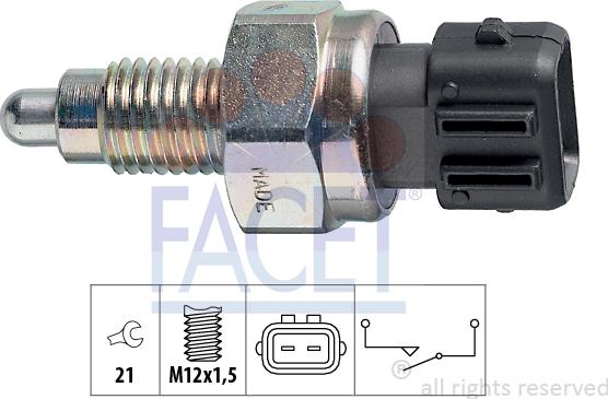 FACET 7.6125 - Датчик, контактний перемикач, фара заднього ходу avtolavka.club