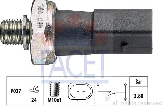 FACET 7.0185 - Датчик, тиск масла avtolavka.club