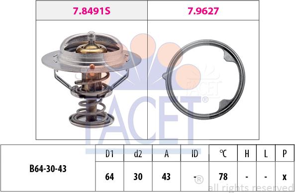 FACET 7.8491 - Термостат, охолоджуюча рідина avtolavka.club