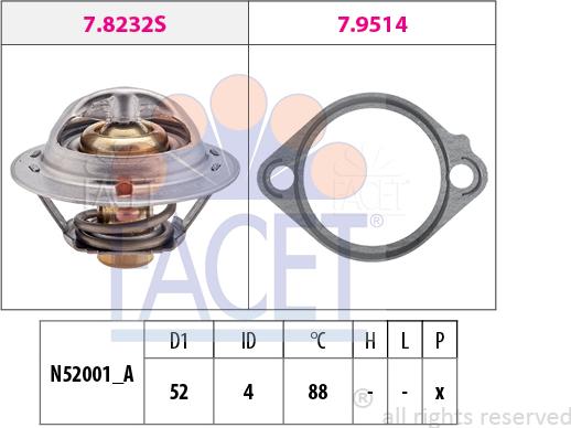 FACET 7.8232 - Термостат, охолоджуюча рідина avtolavka.club