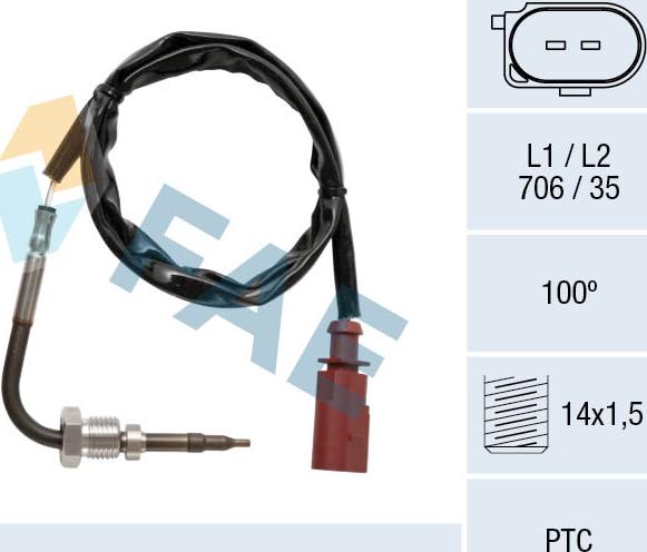 FAE 68045 - Датчик, температура вихлопних газів avtolavka.club