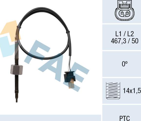 FAE 68071 - Датчик, температура вихлопних газів avtolavka.club