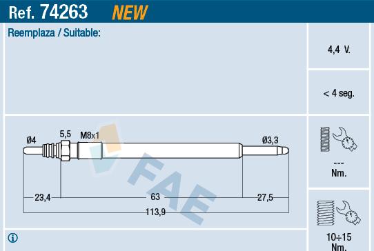 FAE 74263 - Свічка розжарювання avtolavka.club