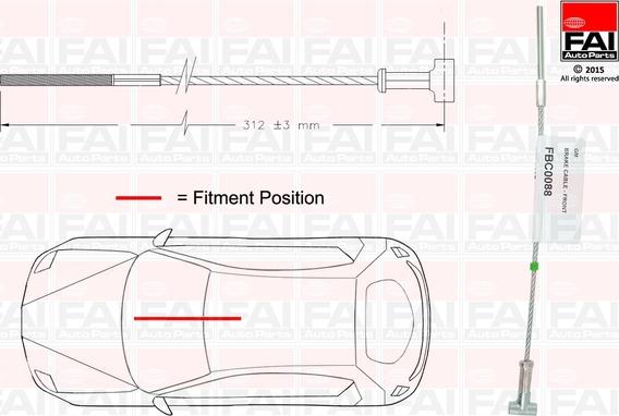 FAI AutoParts FBC0088 - Трос, гальмівна система avtolavka.club