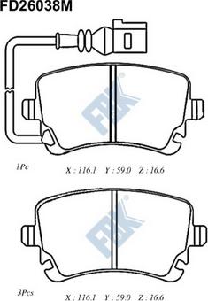 FBK FD26038M - Гальмівні колодки, дискові гальма avtolavka.club