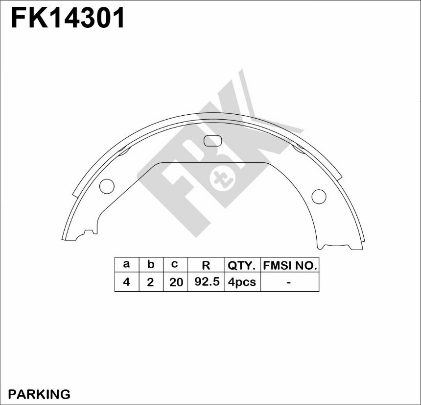 FBK FK14301 - Комплект гальм, ручник, парковка avtolavka.club