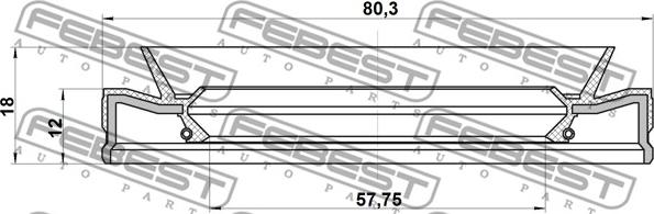 Febest 95HEY-59801218R - Кільце ущільнювача валу, приводний вал avtolavka.club