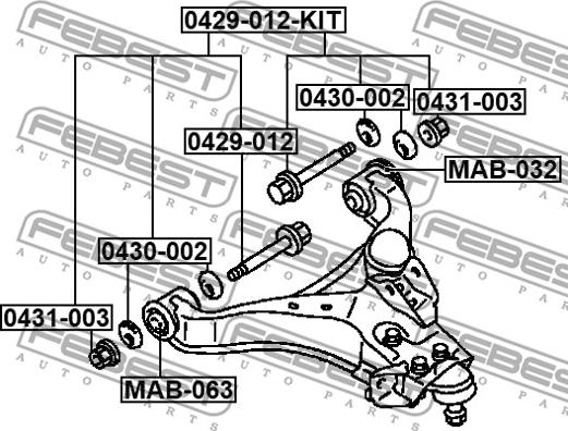 Febest 0429-012-KIT - Болт регулювання розвалу коліс avtolavka.club