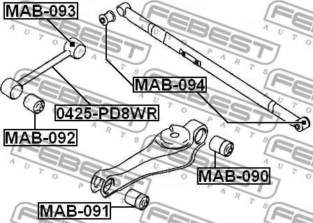 Febest MAB-092 - Сайлентблок, важеля підвіски колеса avtolavka.club