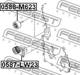 Febest 0587-LW23 - Натягувач ременя, клинові зуб. avtolavka.club