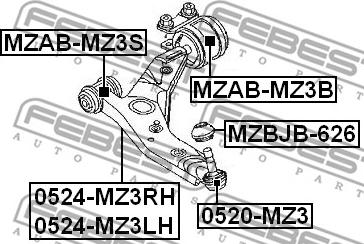 Febest 0520-MZ3 - Шарова опора, несучий / направляючий шарнір avtolavka.club