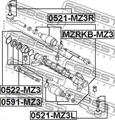 Febest 0522-MZ3 - Осьовий шарнір, рульова тяга avtolavka.club