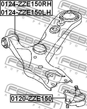 Febest 0124-ZZE150RH - Важіль незалежної підвіски колеса avtolavka.club