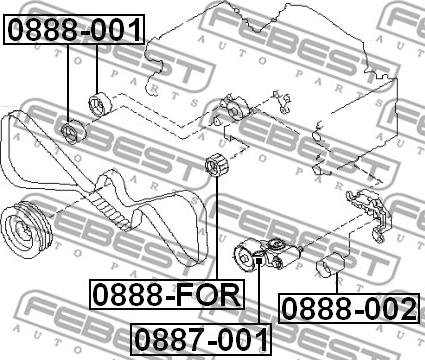 Febest 0888-002 - Паразитний / Провідний ролик, зубчастий ремінь avtolavka.club