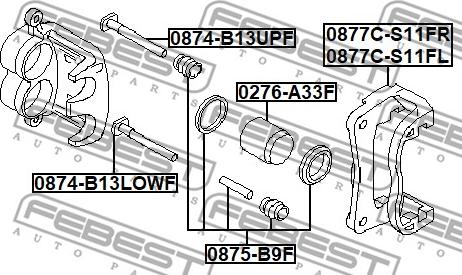 Febest 0877C-S11FL - Комплект підтримки корпусу скоби гальма avtolavka.club