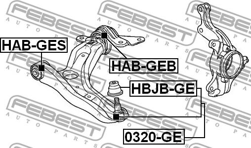 Febest 0320-GE - Шарова опора, несучий / направляючий шарнір avtolavka.club