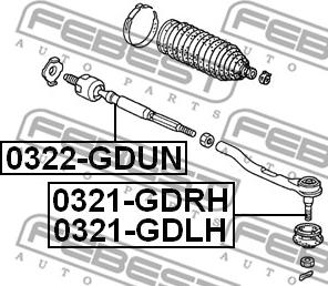 Febest 0321-GDRH - Наконечник рульової тяги, кульовий шарнір avtolavka.club