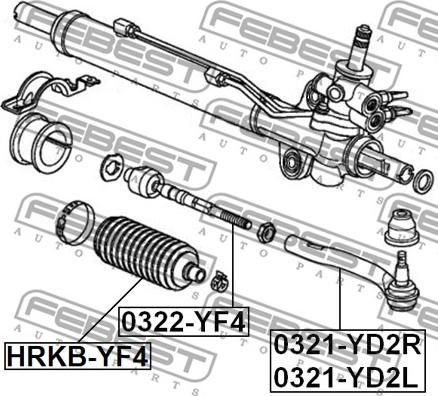 Febest 0321-YD2L - Наконечник рульової тяги, кульовий шарнір avtolavka.club