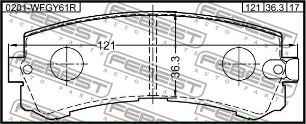 Febest 0201-WFGY61R - Гальмівні колодки, дискові гальма avtolavka.club