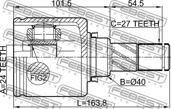 Febest 0211-J32MR20LH - Шарнірний комплект, ШРУС, приводний вал avtolavka.club