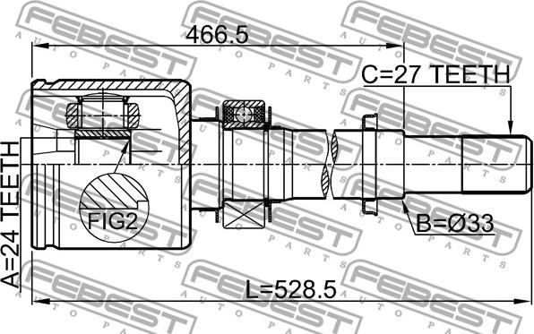 Febest 0211-J32VQ25RH - Шарнірний комплект, ШРУС, приводний вал avtolavka.club