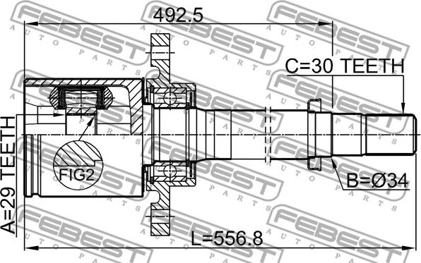 Febest 0211-T31ATRH - Шарнірний комплект, ШРУС, приводний вал avtolavka.club