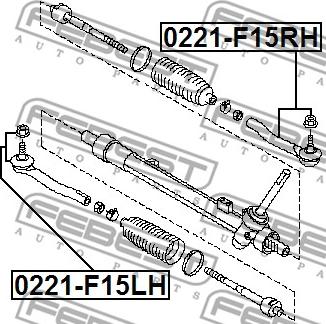 Febest 0221-F15RH - Наконечник рульової тяги, кульовий шарнір avtolavka.club