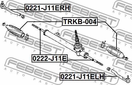 Febest 0221-J11ERH - Наконечник рульової тяги, кульовий шарнір avtolavka.club