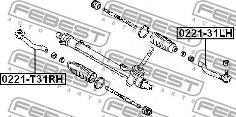 Febest 0221-T31RH - Наконечник рульової тяги, кульовий шарнір avtolavka.club