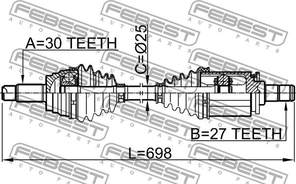 Febest 1914-E70LH - Приводний вал avtolavka.club